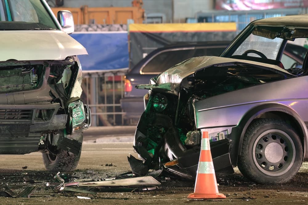 Car Collision between two cars in night